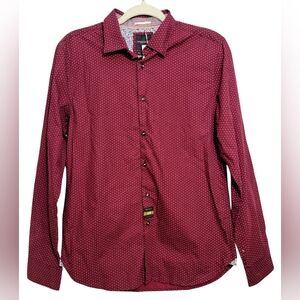 Men's Denim & Flower Geometric Floral Print Slim Fit Western Shirt - Size Small